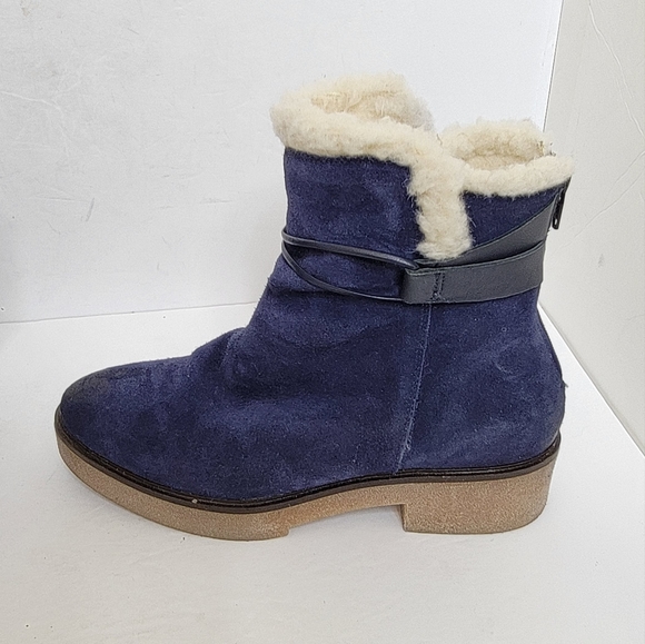 Sundance Blue Willette Shearling-lined Leather Suede Boots Size 39 - Picture 3 of 10